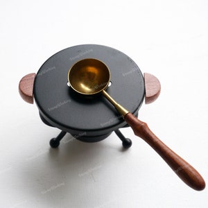 Wax Smeltkachel - Wax Melting Furnace Tool - Wax Melter - Metal Wax Melting Pot met houten handvat - Messing Wax Melting Spoon - Kaars