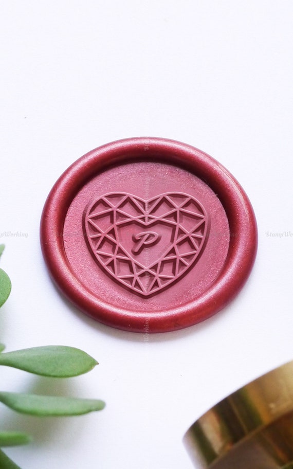 Diamond Heart With Initial Wax Seal Stamp Single Letter Wax Seal Stamp  Initial Wax Stamp Wax Seal Stamp Kit Girly Wax Seal Stamp 