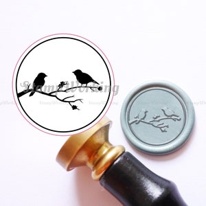 Timbre de cire Birds on Branch - Wren Birds Sealing Wax Stamp - Lover Birds Sealing Wax Stamp - Personal Wax Seal Stamp - Letter Wax Seal