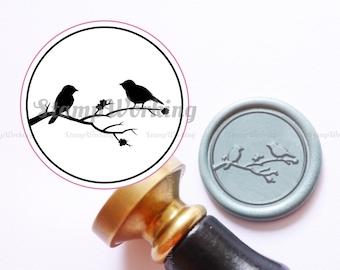 Birds on Branch Wax Seals Stamp - Wren Birds Sealing Wax Stamp - Lover Birds Sealing Wax Stamp - Personal Wax Seal Stamp - Letter Wax Seal