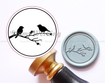 Birds on Branch Wax Seals Stamp - Wren Birds Sealing Wax Stamp - Lover Birds Sealing Wax Stamp - Personal Wax Seal Stamp - Letter Wax Seal