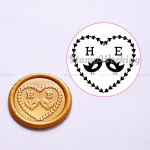 Personalisierter Liebesstempel Vögel Wachssiegel - Hochzeitsstempel - Personalisierter Wachssiegelstempel - Einladungs-Wachssiegel - Wachssiegel-Stempel