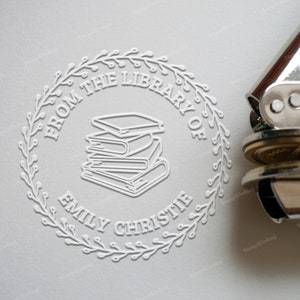 Custom Embosser Stamp - From The Library of Embosser - Library Stamp - Personalized Book Embosser - Monogram Embosser Stamp - Hand Embosser