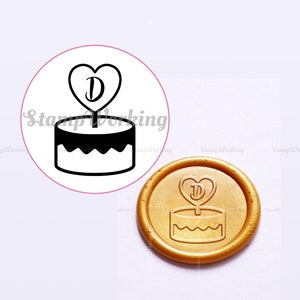 Initiale mit Hochzeitstorte Wachssiegel - Herz-Wachsstempel - Herz-Wachsstempel - Wachssiegel-Stempel