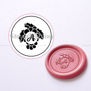 Personalisierte Initiale mit Trauben Wachs Siegel Stempel - Obst Siegel stempel - Lebensmittel Wachsstempel Kit - Obst Siegelstempel - Geschenkbox Paket