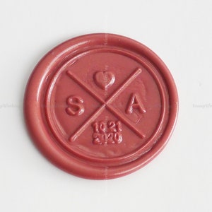 Sceau de cire de mariage personnalisé - Timbre de scellement d’invitation de mariage - Timbre de scellement d’initiale et de date - Sceau de mariage - Kit de timbre de cire de mariage personnalisé