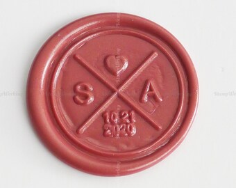 Custom Wedding Wax Seal - Wedding Invitation Sealing Stamp - Initial and Date Sealing Stamp - Wedding Seal - Custom Wedding Wax Stamp Kit