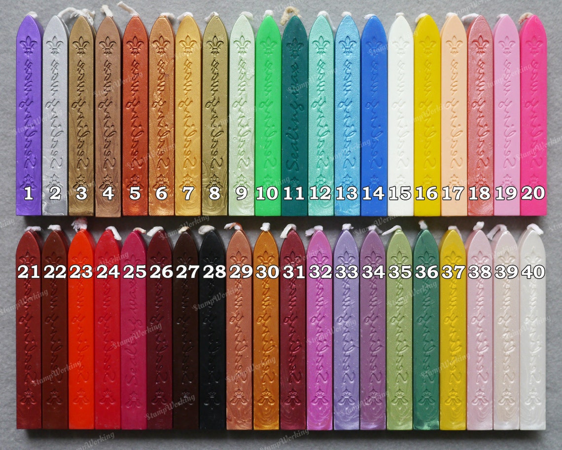 Sealing Wax Sticks With Wick 40 Colors Available Wax Seal Etsy