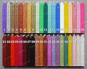 Barras de lacre con mecha, 40 colores disponibles - Lacre para sellar - Barras de lacre para sellos - Barras de lacre para sellar invitaciones - 1 barra para 7-8 sellos