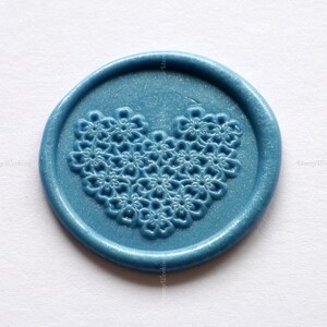 Forget Me Not Flower Wax Seal Stamp - Heart FLoral Sealing Wax Stamp - Wedding Wax Seals Stamp - Custom Gift Package Wax Seal kit