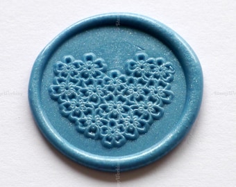 Forget Me Not Flower Wax Seal Stamp - Heart FLoral Sealing Wax Stamp - Wedding Wax Seals Stamp - Custom Gift Package Wax Seal kit