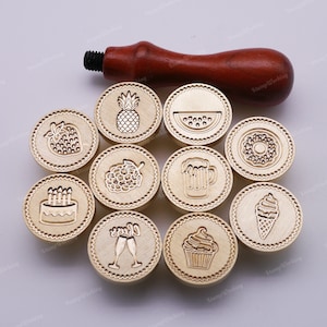 10PCS Wax Seal Stamp Food Collection - Aliments préférés Fruits Vin Wax Sealing Stamp - Party Cake Snacks Décoration Enfants Gift Pack Seal Stamp