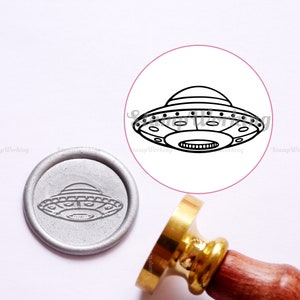 UFO Wax Sealing Stamp - Aliens Wax Seal Stamp - Science Universe Adventure - Birthday Cake Decoration Topping - Chocolate Stamp for Kids