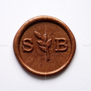 Personalisierte Blätter mit Initialen Siegelstempel - Personalisierter Hochzeitseinladungsstempel - Monogramm Hochzeit Wachssiegel Stempel