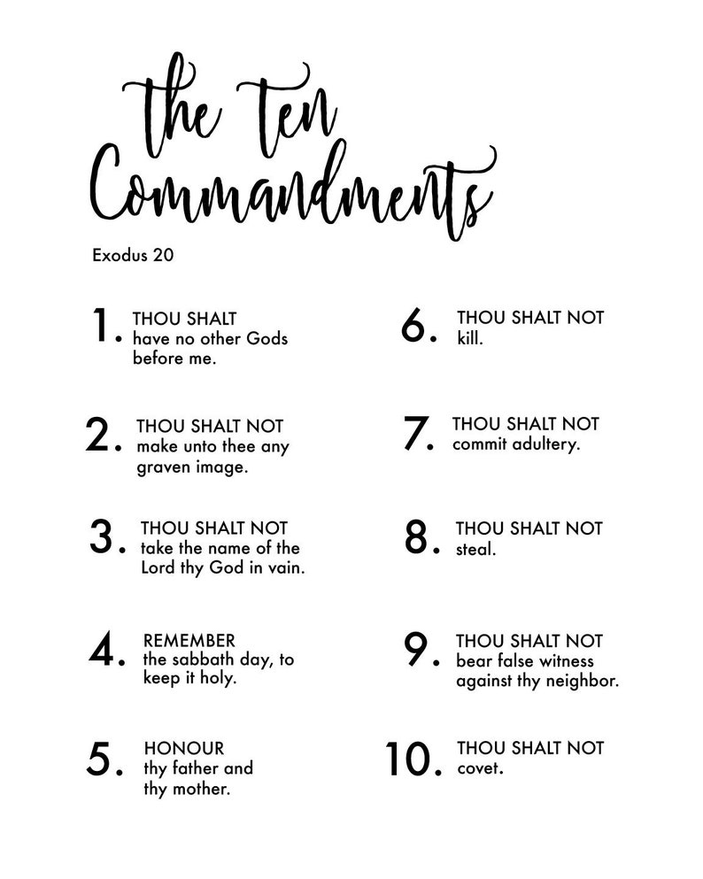 List Of Ten Commandments Printable Kjv