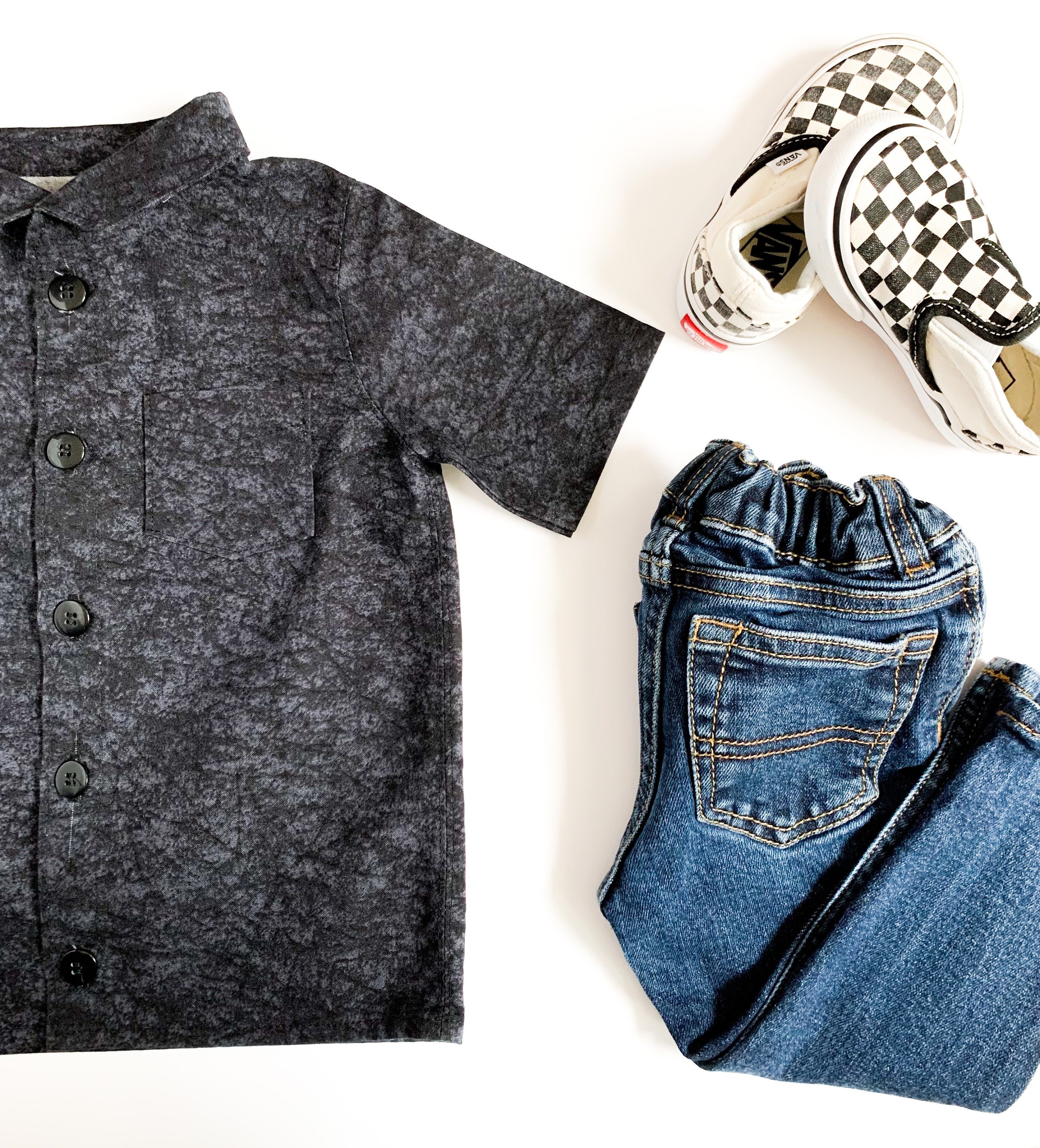 Baby Toddler Boys black dress shirt button up collar shirt Etsy