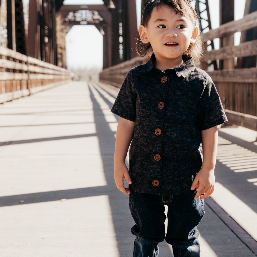 Baby Toddler Boys Black Dress Shirt Button up Collar Shirt Etsy
