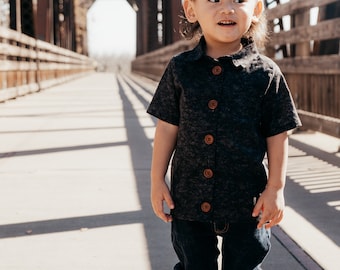 childrens black dress shirt Boys' Button Front and Shirts special occasions Children's Black Shirt  B&K