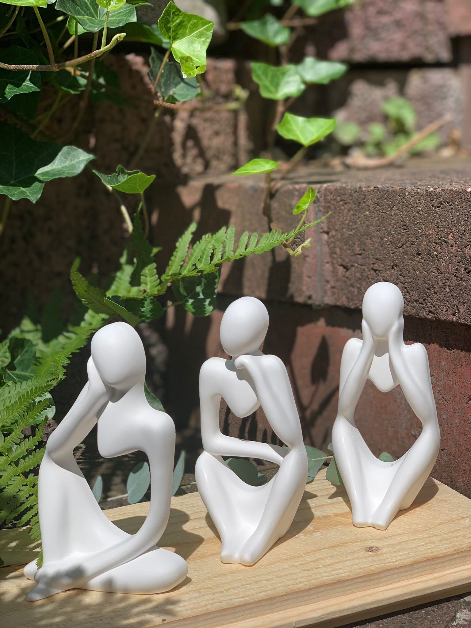 Set Mit 3 Abstrakten Denker-Statuen – Kleine Kunstharz-Figuren Für Deko Zu Hause Oder Im Büro
