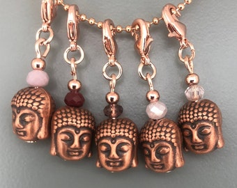 Buddha Head, Tibet, Copper/Rose Gold, Charms, Pendant, Gift, Love, Friendship, Copper;