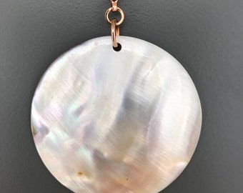 Mother of Pearl Disc, Charms, Pendant, Magic, Vintage, Boho, Friendship, Gift, Rose Gold