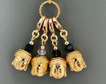Buddha head golden, Tibet, glass stones, charms, pendant chain, charm bracelet, gift, love, friendship, carabiner real gold plated;