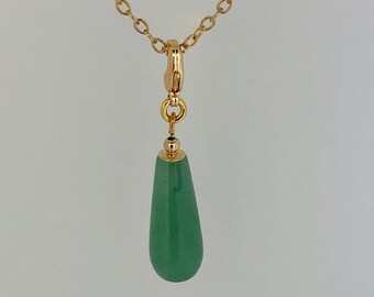 Charm, pendant, aventurine drop, necklace pendant, silver, gold or rose gold; gemstone pendant, gift,