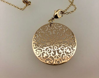 Mandala, charm, pendant, ornamental pendant, filigree disc, chain pendant, very beautiful and light;