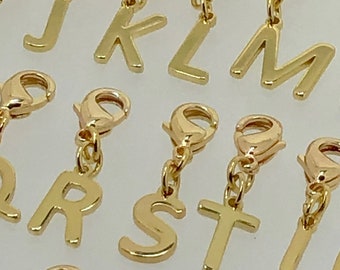 Charms pendant, 18 kt gold plated, letter pendant, alphabet, charms, friendship; personal gift; charm bracelet, chain;