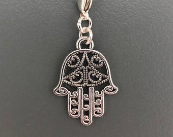 Hamsa filigree, hand of Fatima, pendant, charms, vintage, boho, ethnic, charm bracelet, chain