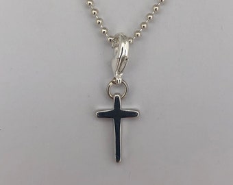 Cross pendant, silver charm, small cross; charm bracelet, chain;