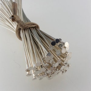 Long head pins, DIY; eye pins, threading pins, 50 mm, from 17gr. approx. 100 pieces, silver-plated brass, nickel-free