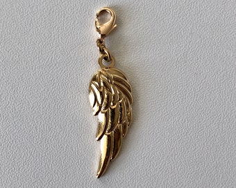 Wings stainless steel 18 kt. ion gold plated, angel wings, charms, pendant for necklace, love, boho; Symbol of protection, lightness; Feather;