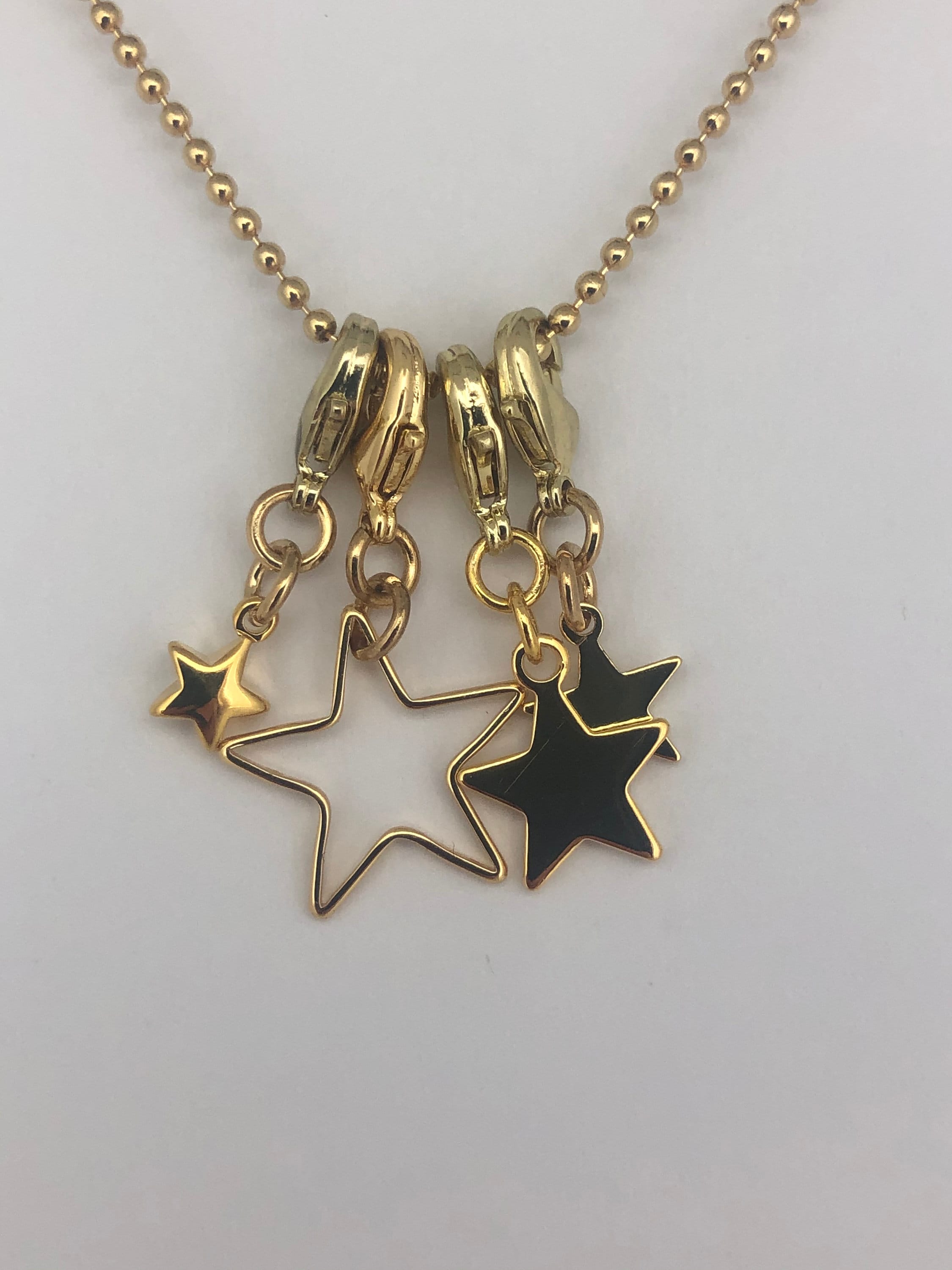Various stars, little stars, gold-plated, pendant chain, charm bracelet, chain, charm, boho, vintage;