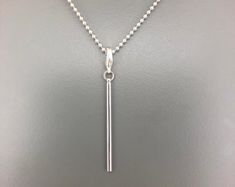 Bar pendant, silver plated, charm, chain, simple beautiful pendant;