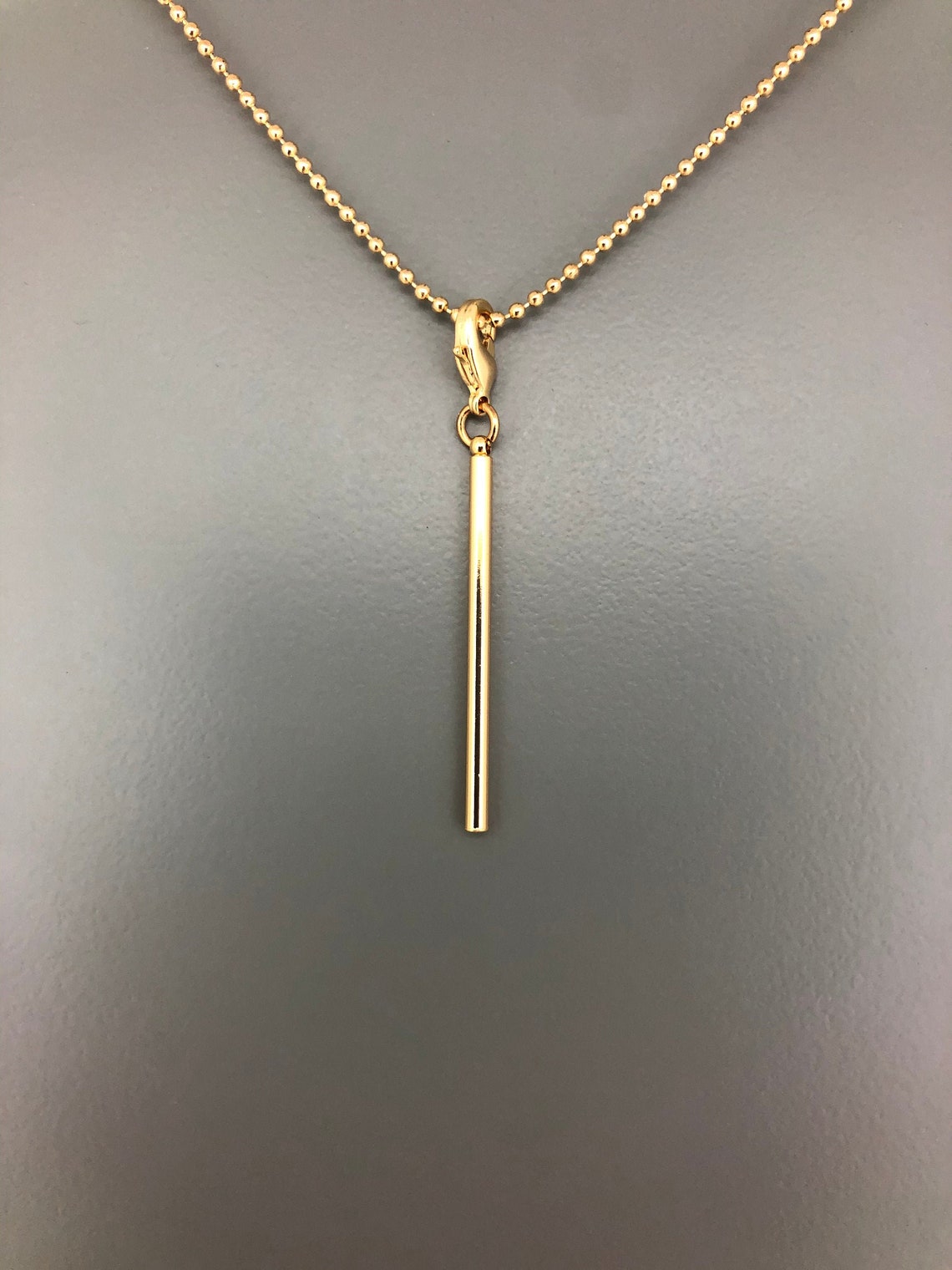 Rod pendant charm gold plated chain simple beautiful | Etsy