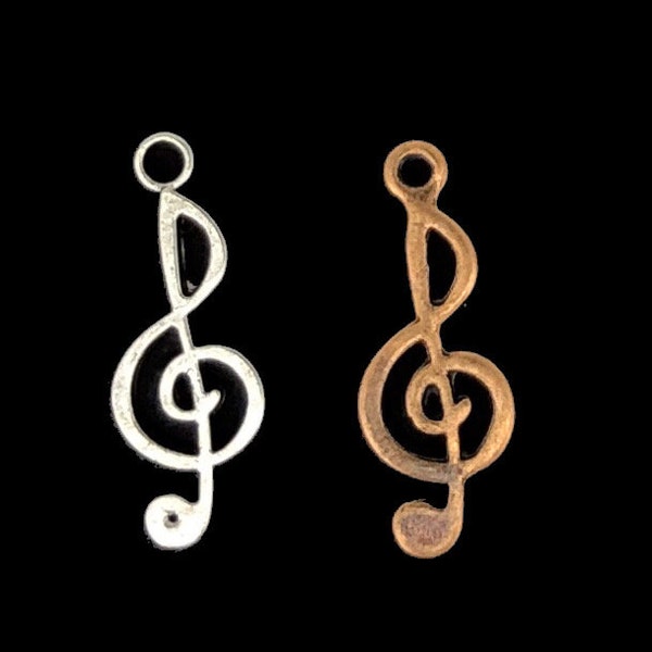 Musik, Violinschlüssel, Notenschlüssel, 10 Stück, DIY; Charms, Anhänger, Musiker, Schmuck, basteln...