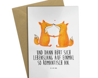 Greeting card Foxes in love - animal lover, couple, birthday card, clever as a fox, wedding card, boyfriend, lovebirds, folding card,