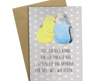 Grußkarte Wellensittich Liebe - Geschenk, Vertrauen, Jahrestag, Vögel, Ehemann, Klappkarte, glücklich, Hochzeitskarte, Glückwunschkarte,