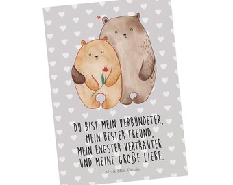 Postkarte Bären Liebe - Geschenk, Geschenkkarte, Umarmen, Umarmung, Verliebt, Ansichtskarte, Verlobt, Ehefrau, Blume, Verlobung, Einladung,