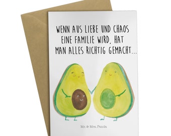 Grußkarte Avocado Pärchen - Geschenk, Veggie, Liebe, Frucht, Glückwunschkarte, Schwangerschaft, Einladungskarte, Avocados, Klappkarte,