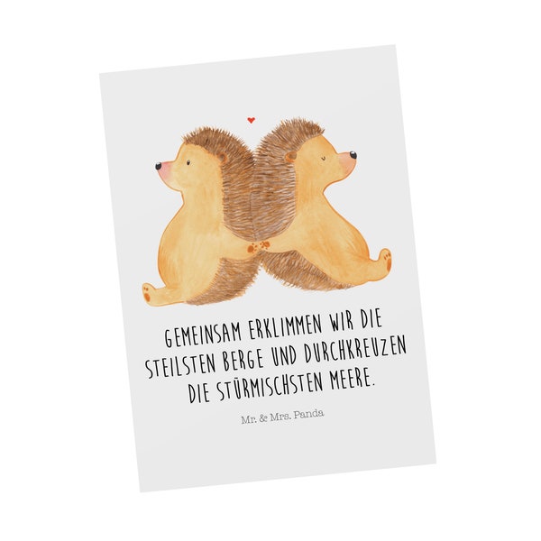 Postkarte Igel händchenhaltend - Geschenk, Heiratsantrag, Ansichtskarte, verknallt, Heiraten, Liebesgeschenk, Hand in Hand, Liebesbeweis,