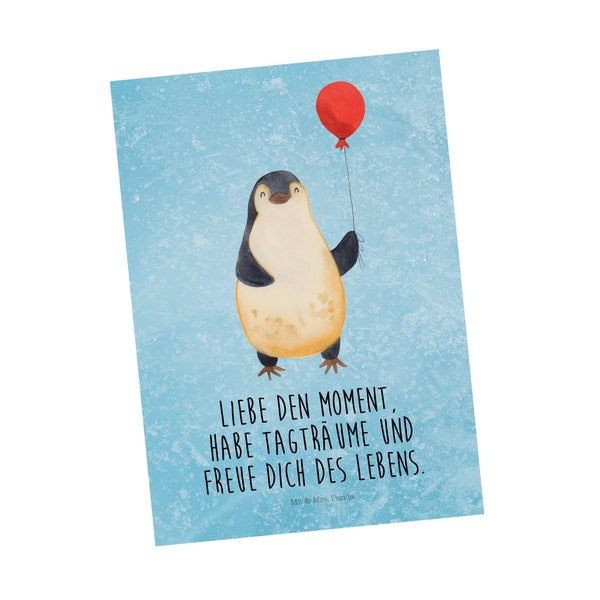 Postkarte Pinguin Luftballon - Geschenk, Liebe, Geschenkkarte, neues Leben, Geschenkidee, Jahrmarkt, Einladung, gute Laune, Lebenslust,