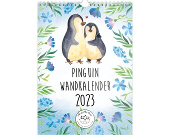 A4 Wandkalender 2023 Pinguin Collection - Geschenk, Kalender mit Feiertagen, Küchenkalender, Terminplaner, Jahreskalender