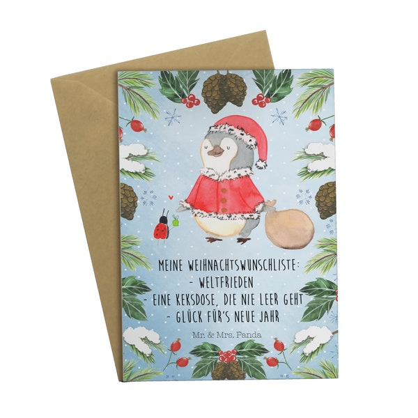 Grußkarte Pinguin Nikolaus - Geschenk, Hochzeitskarte, Winter, Einladungskarte, Klappkarte, Heiligabend, Wintermotiv, Geburtstagskarte,