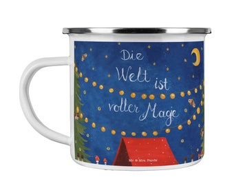 Camping Emaille Tasse Die Welt ist voller Magie - Geschenk, Natur, Naturliebhaber, Campingtasse, Abenteuer, positive Botschaft, Outdoor