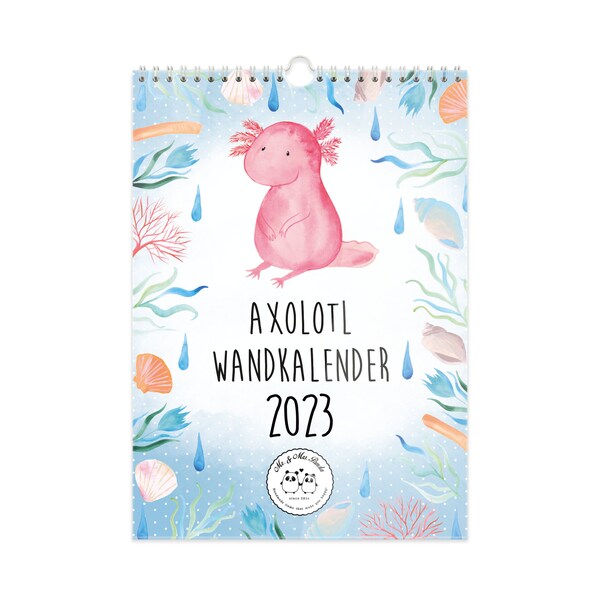 A3 Wandkalender 2023 Axolotl Collection - Geschenk, Jahresplaner, Molch, Jahreskalender