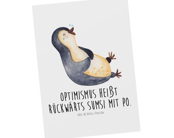 Postkarte Pinguin lachend - Geschenk, haha, Einladung, Optimismus, Fröhlich, lustiger Spruch, Geschenkkarte, witzig, Freude, Ansichtskarte,