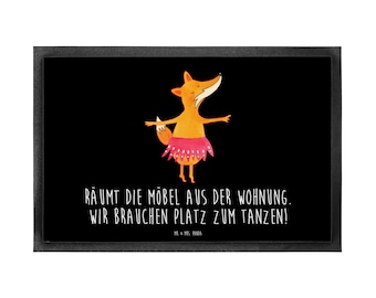 40 x 60 Fußmatte Fuchs Ballerina - Geschenk, Geburtstag, Haustürmatte, Türmatte, Vorleger, Aufführung, Füchsin, Türvorleger, Schmutzfänger