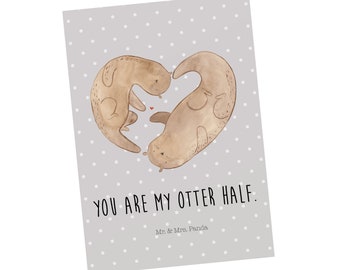 Postcard Otter heart - invitation card, love you, seaotter, baby otter, gift ideas for animal lovers, paper, proof of love, water, letter,